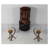 Home decor, glass mosaic candle holder with base,