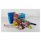 Cat toys, collars, clippers and brush