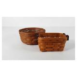 Two Longaberger baskets, 1991 with leather