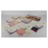 Hankies, many are embroidered and two scarves