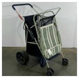 Beach cart with a beach chair, shows rust
