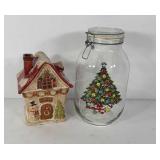 Christmas kitchenwares, cookie jar and 3 liter