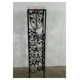 Metal work wine rack with ice bucket, 40" tall