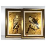 Pair of hawk paintings, signed Eliam, nicely