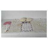 Textiles, includes doilies, 1994 calendar towel,