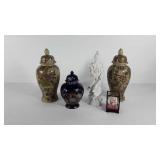 Asian inspired decor, ginger jars, woman state