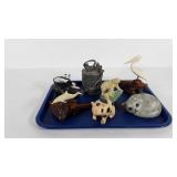 Figurines, including two John Perry, cat, pig