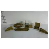 Brass desk accessories, 6 pieces, monogrammed MSG
