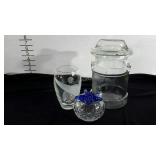 Glass decor group,  blue starfish, Lenox etched