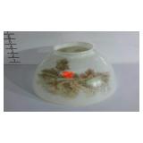 Milk glass shade with painted scene
