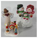 Holiday decor, three figurines, includes willow