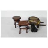 Decor group, includes small doll sized table and