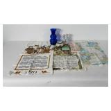 Home decor, includes calendar towels, cobalt blue