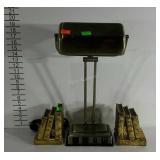 Bookends and a reading lamp