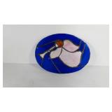 Art glass angel decor, 10" × 7.5", has crack and