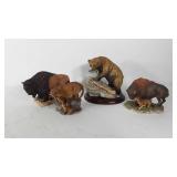 Wildlife statues, three Masterpiece Porcelain