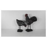 Pair of rooster decor statues, 12" tall and 18"