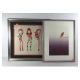 Two modern styled prints, three girls posing,