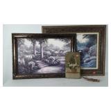Wall art group, three total, includes two