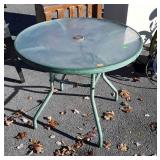 Outdoor 34" glass top Table, aluminum framed,