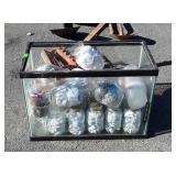 Aquarium tank with clear quart canning jars and a