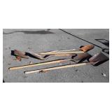 Long handled tools lot, Shovels, one Wood "T"