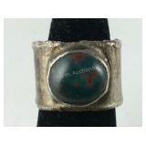 Sterling silver and bloodstone ring size 6