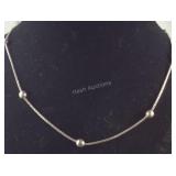 Sterling silver box chain and ball necklace 22in