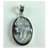 Sterling silver White cameo pendant