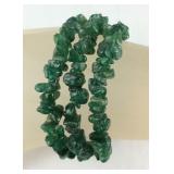 Green aventurine chip 3 strand bracelet sterling