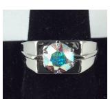 Size 12 Aurora borealis crystal ring platinum