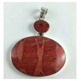Sterling silver sponge coral pendant