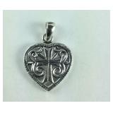 Sterling silver medieval heart pendant