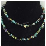 36in multi gemstone chip beaded endless necklace