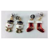 Christmas theme white Austrian crystal enameled