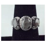 Size 8 natural silver sapphire 3stone stainless