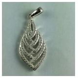 Sterling silver diamond accent leaf pendant