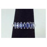 Size 6 Sterling .60ct AAA tanzanite 7stone ring