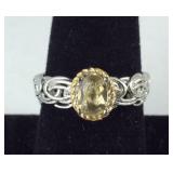 Size 9 Brazilian citrine .75ct stainless ring