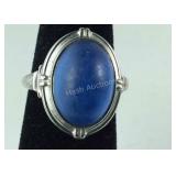 Vintage Artist Signed Blue Chalcedony Ring, 4.2