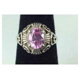 Pink CZ Ring, 3.2 grams Sterling Silver size  6