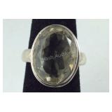 Heavy Quartz Ring, 8.6 grams Sterling Silver size