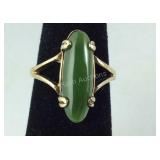 Vintage Gold Over Sterling  Jade Ring ,  size  6