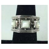 Heavy Wide Mother of Pearl Band Ring, 10 grams