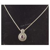 Amethyst Necklace Signed NF, 8.3 grams Sterling