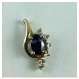 14K Genuine Diamond & Sapphire Pendant, 1.2 grams