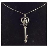 Genuine Diamond Key Necklace, 5.4 grams Sterling