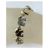 Genuine Diamond Two-Tone Elephant Bracelet, 19.8