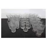 Glassware, tumblers and footed, several sizes