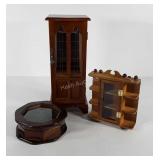 Jewelry box, chest and curio wall shelf